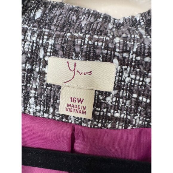 Yvos Women's Black Blazer Size‎ 16W short sleeve short acrylic collar snaps - Picture 4 of 8